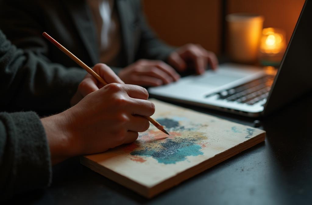 Creative professional working on art and digital design